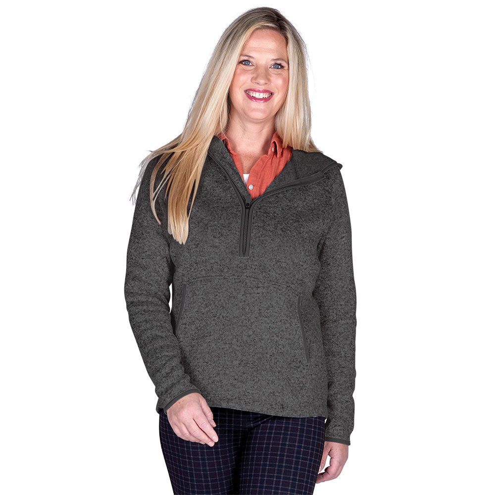 Charles River Women's Charcoal Heathered Fleece Quarter Zip Hoodie