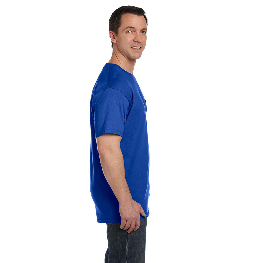 Hanes Men's Deep Royal 6.1 oz. Beefy-T with Pocket