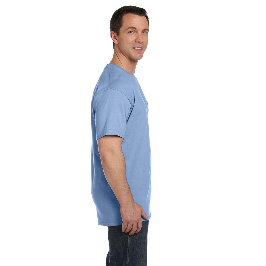 Hanes Men's Light Blue 6.1 oz. Beefy-T with Pocket