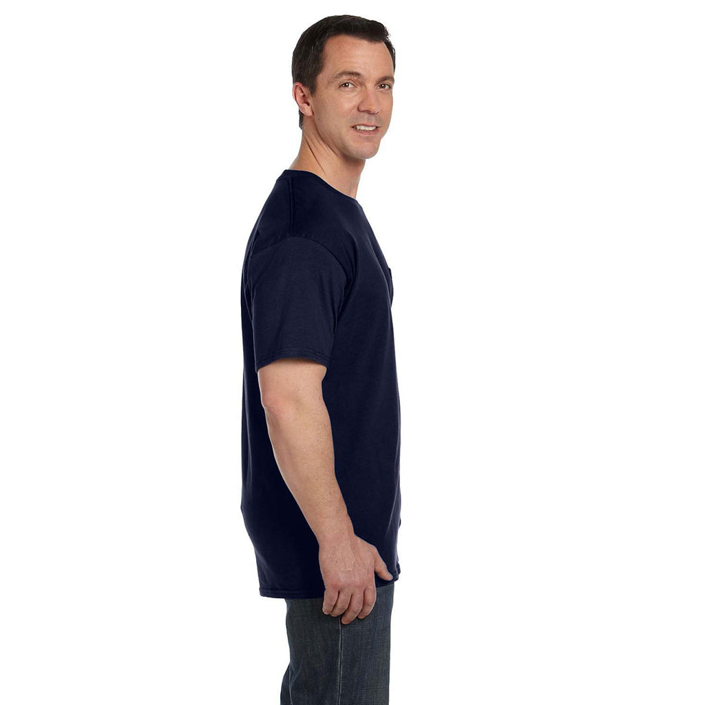 Hanes Men's Navy 6.1 oz. Beefy-T with Pocket