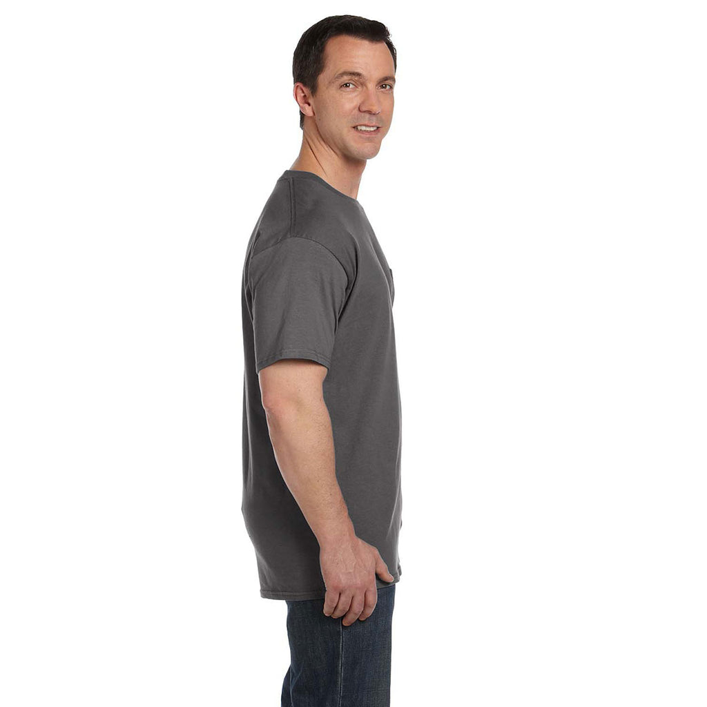 Hanes Men's Smoke Grey 6.1 oz. Beefy-T with Pocket