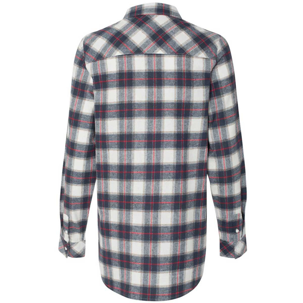 Burnside Women's White/Red Yarn-Dyed Long Sleeve Flannel Shirt