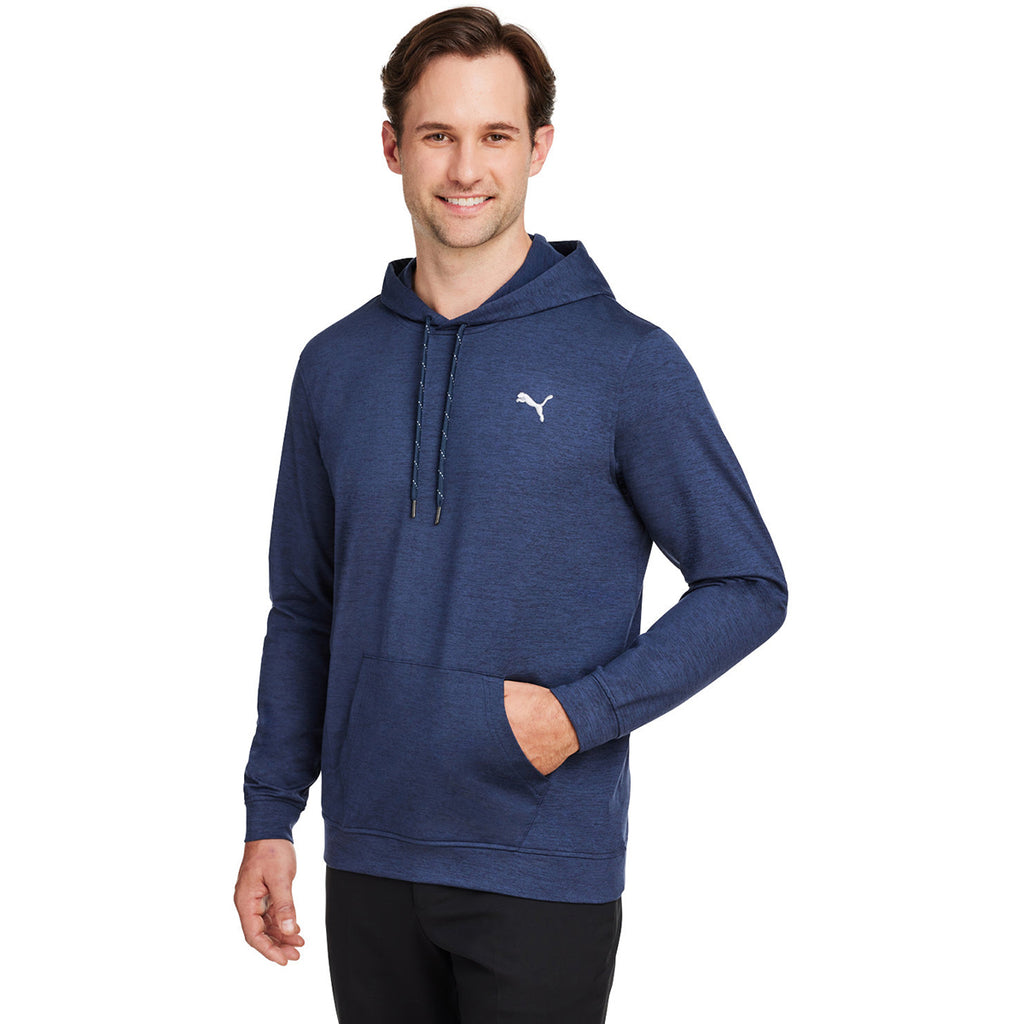 Puma Golf Men's Navy Blazer Heather Cloudspun Progress Hooded Sweatshirt