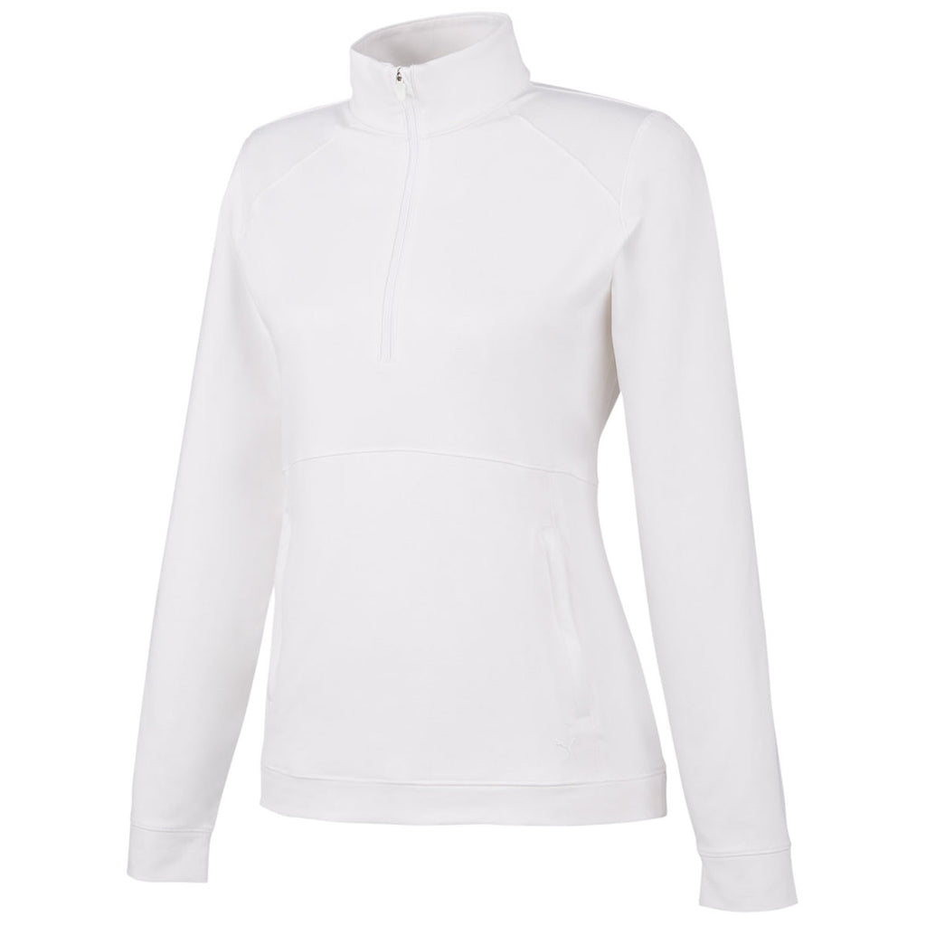 Puma Golf Women's Bright White Cloudspun Rockaway Quarter Zip