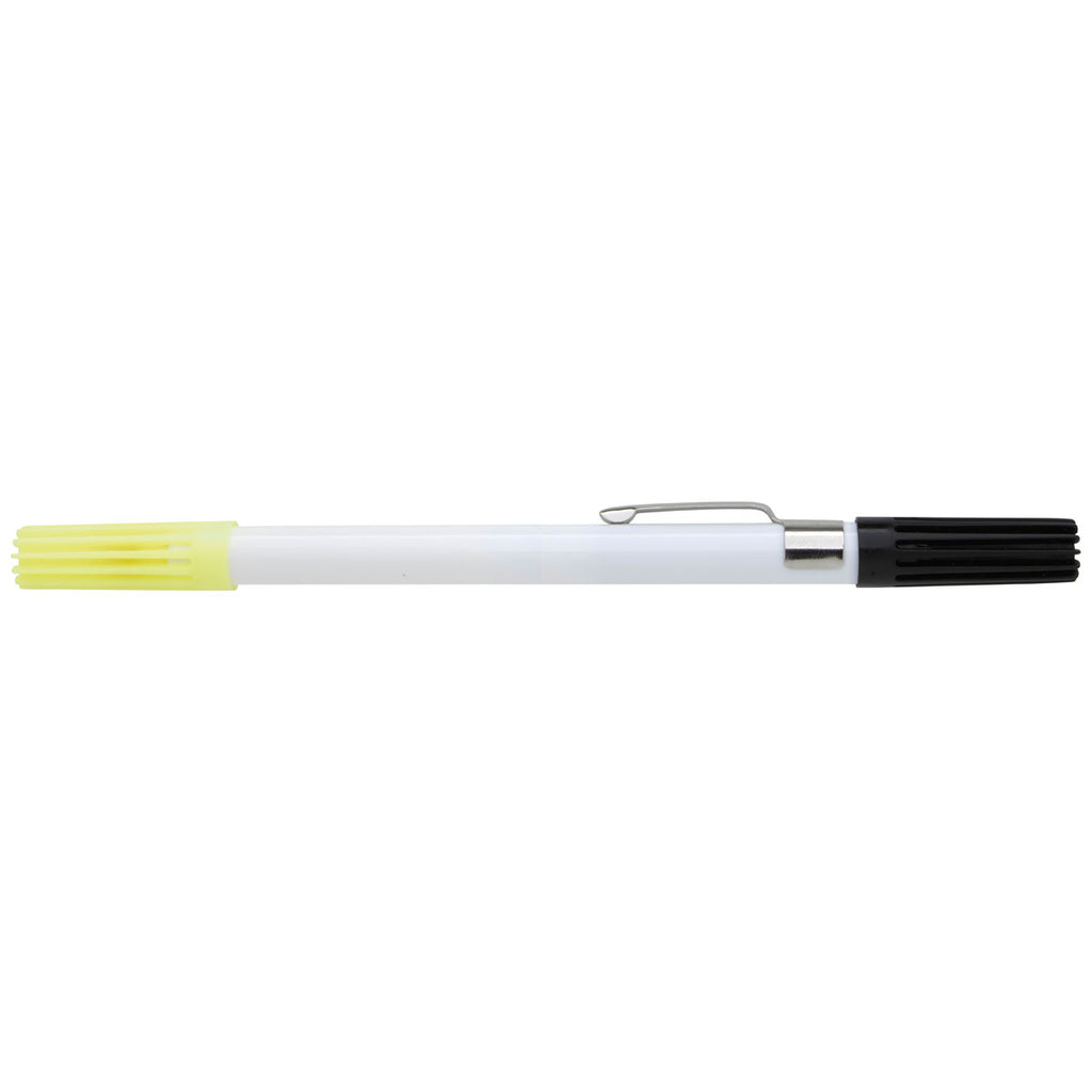 DriMark White/Black/Yellow Double Header Highlighter Ball Pen Combo