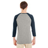 Jerzees Men's Oxford/Indigo Heather 4.5 Oz Tri-Blend Baseball Raglan