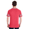 Jerzees Men's Fiery Red Heather/Oxford 4.5 Oz. Tri-Blend Varsity Ringer T-Shirt