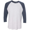 Next Level Unisex Indigo/Heather White Triblend 3/4-Sleeve Raglan Tee