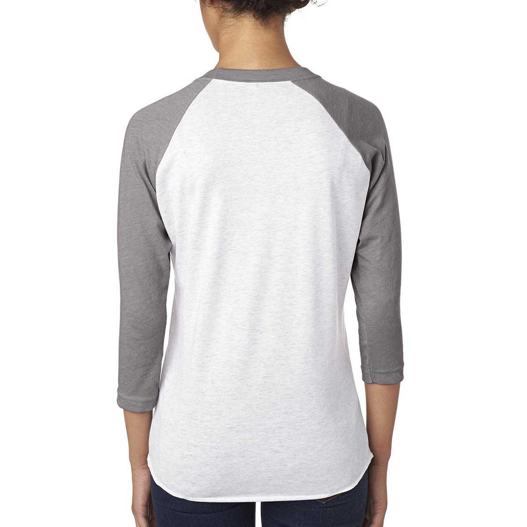 Next Level Unisex Premium Heather/Heather White Triblend 3/4-Sleeve Raglan Tee