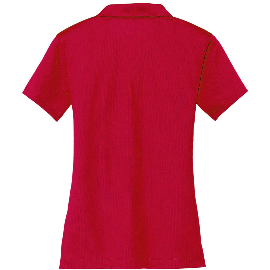 Nike Women's Red Dri-FIT Short Sleeve Vertical Mesh Polo