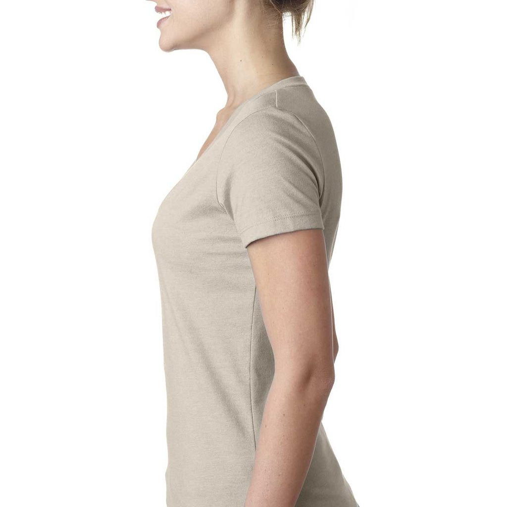 Next Level Women's Sand CVC Deep V Tee