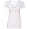 Next Level Women's White CVC Deep V Tee