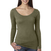 Next Level Women's Military Green Triblend Long-Sleeve Scoop Tee