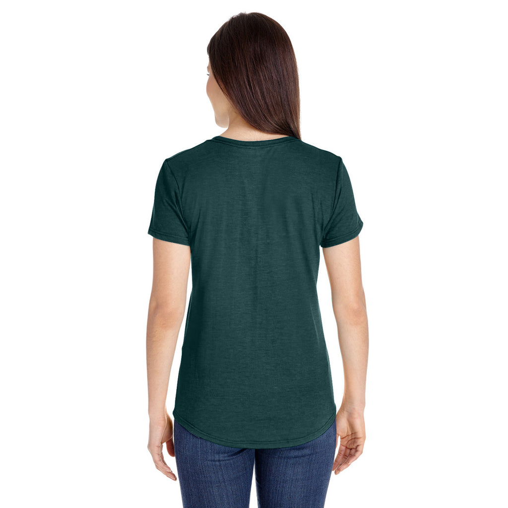 Anvil Women's Heather Dark Green Triblend Scoop Neck T-Shirt