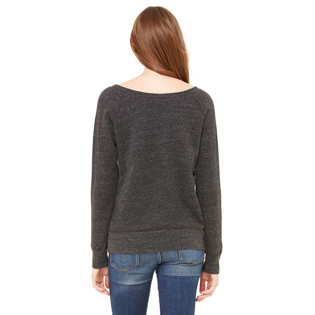 Bella + Canvas Women's Charcoal-Black Triblend Wide Neck Sweatshirt