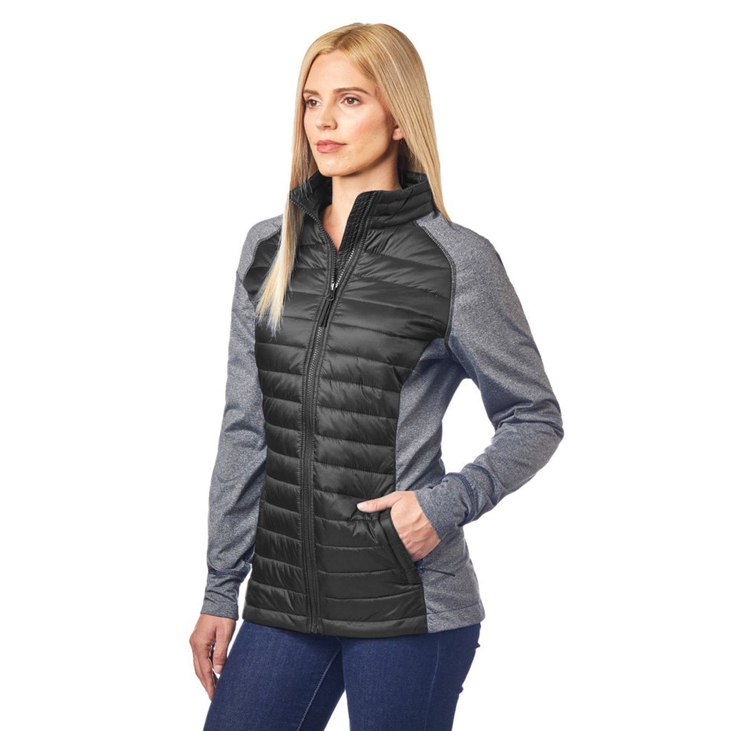 Landway Women's Black/ Grey Refuge Hybrid Lightweight Puffer