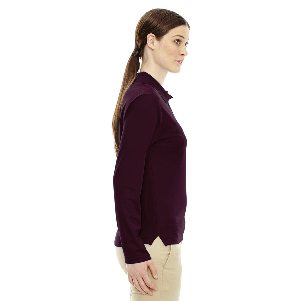 Core 365 Women's Burgundy Pinnacle Performance Long-Sleeve Pique Polo