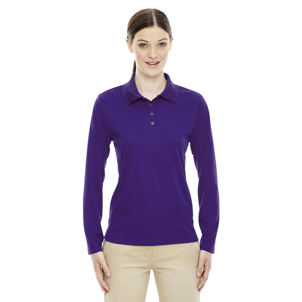 Core 365 Women's Campus Purple Pinnacle Performance Long-Sleeve Pique Polo