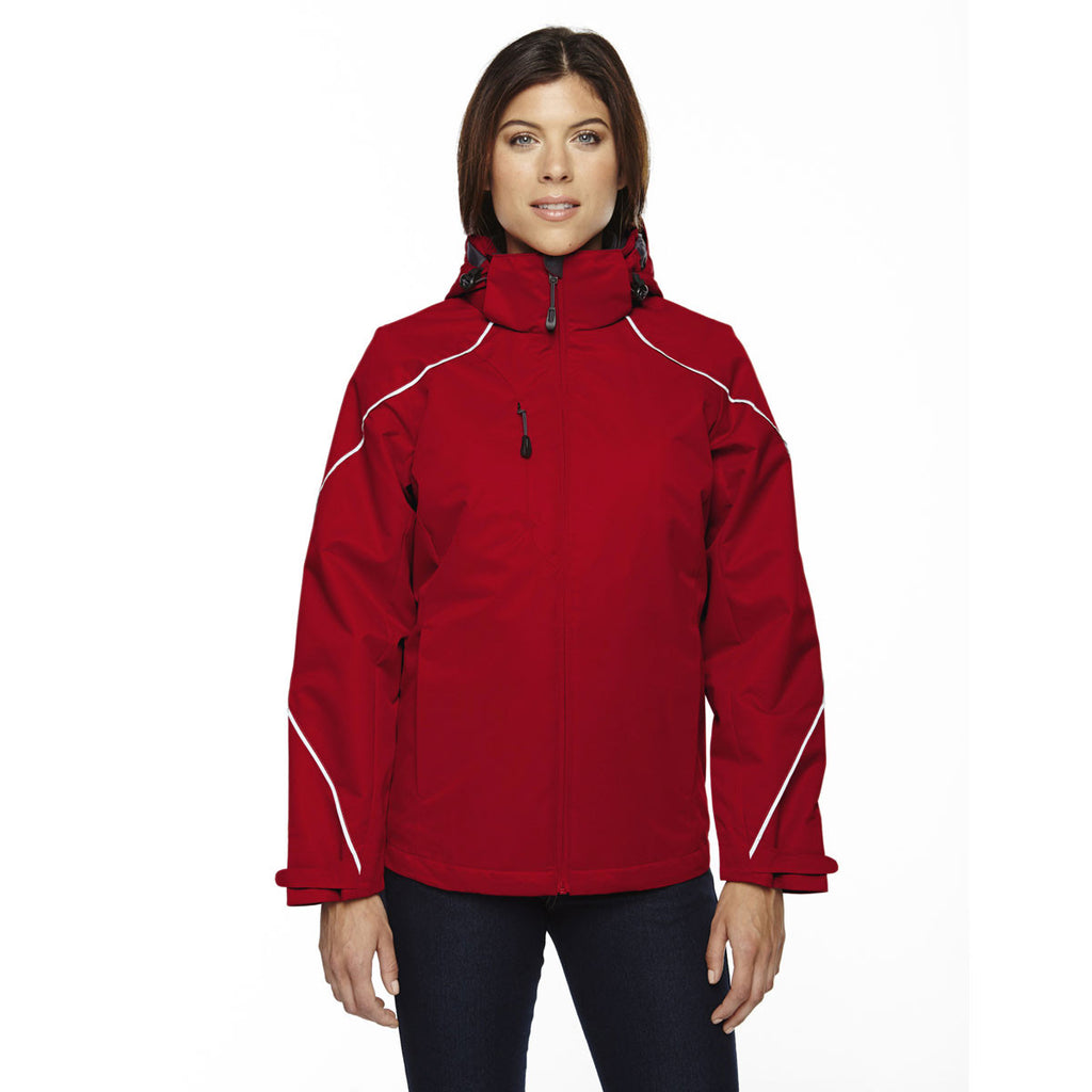 North End Women's Classic Red Angle 3-In-1 Jacket with Bonded Fleece Liner