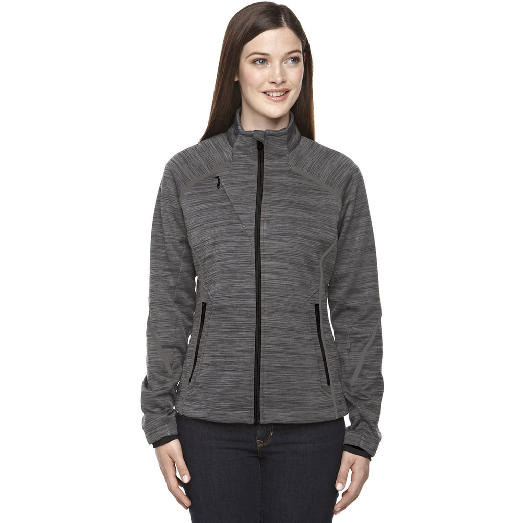 North End Women's Carbon/Black Flux Melange Fleece Jacket