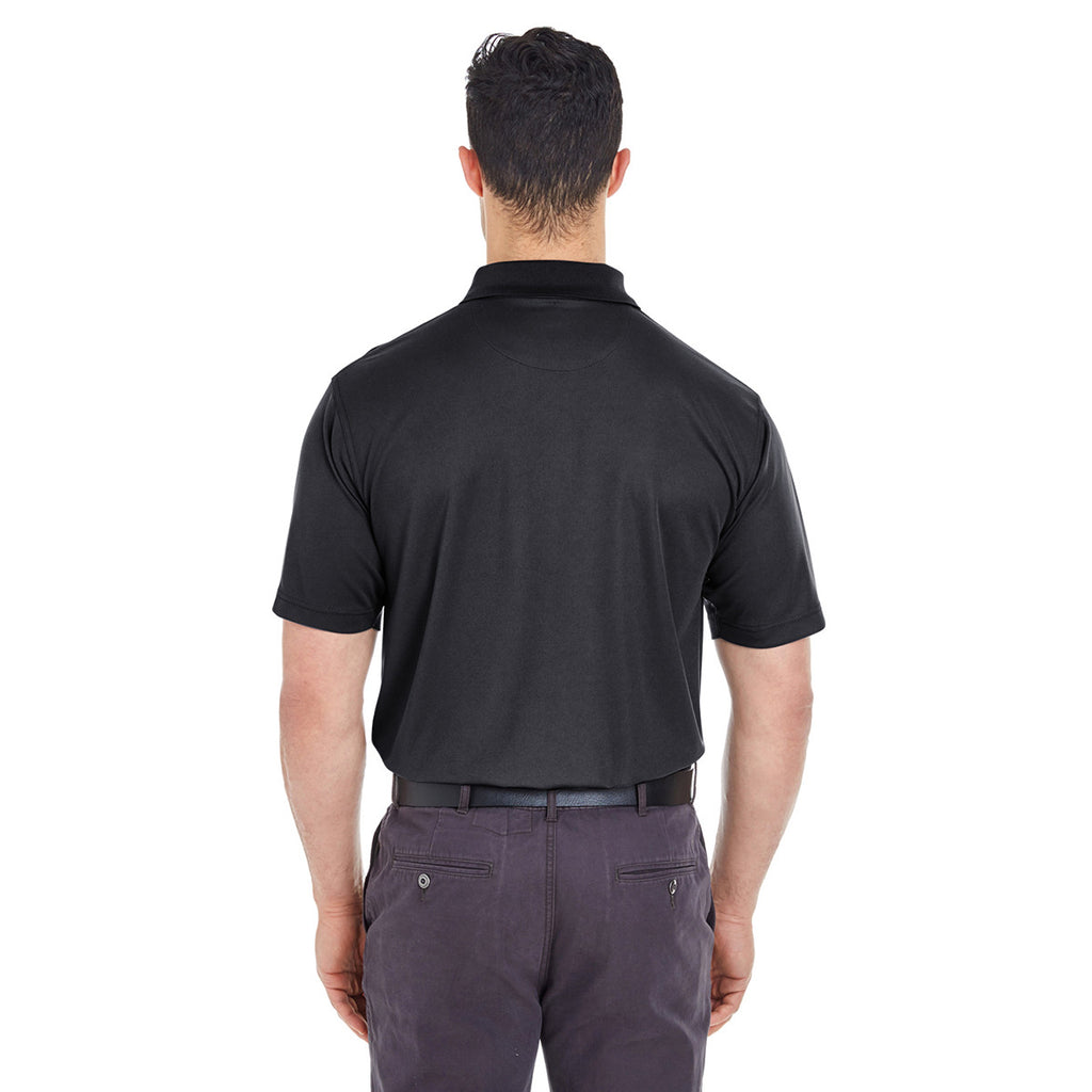 UltraClub Men's Black Cool & Dry Mesh Pique Polo