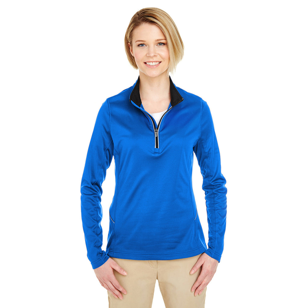 UltraClub Women's Kyanos Blue Cool & Dry Sport Quarter-Zip Pullover