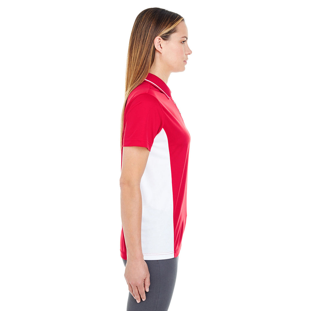 UltraClub Women's Red/White Cool & Dry Sport Two-Tone Polo