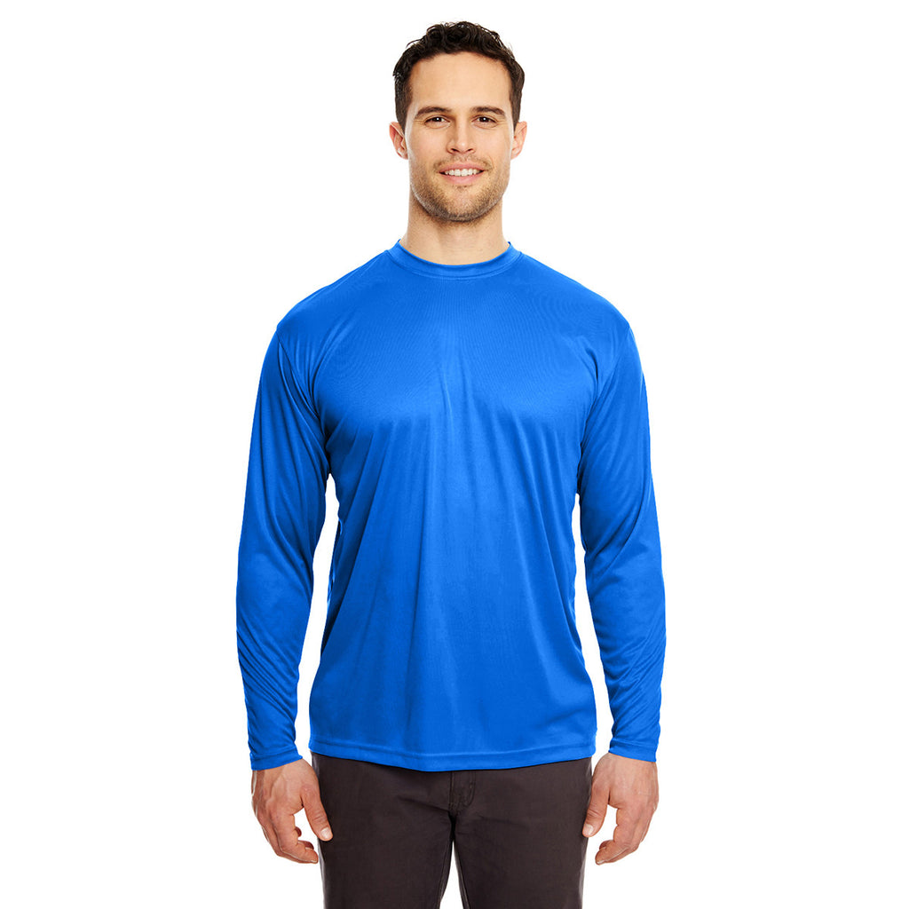 UltraClub Men's Royal Cool & Dry Sport Long-Sleeve Performance Interlock T-Shirt