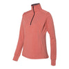 J. America Women's Hot Coral Heather Omega Stretch Terry Quarter-Zip Pullover