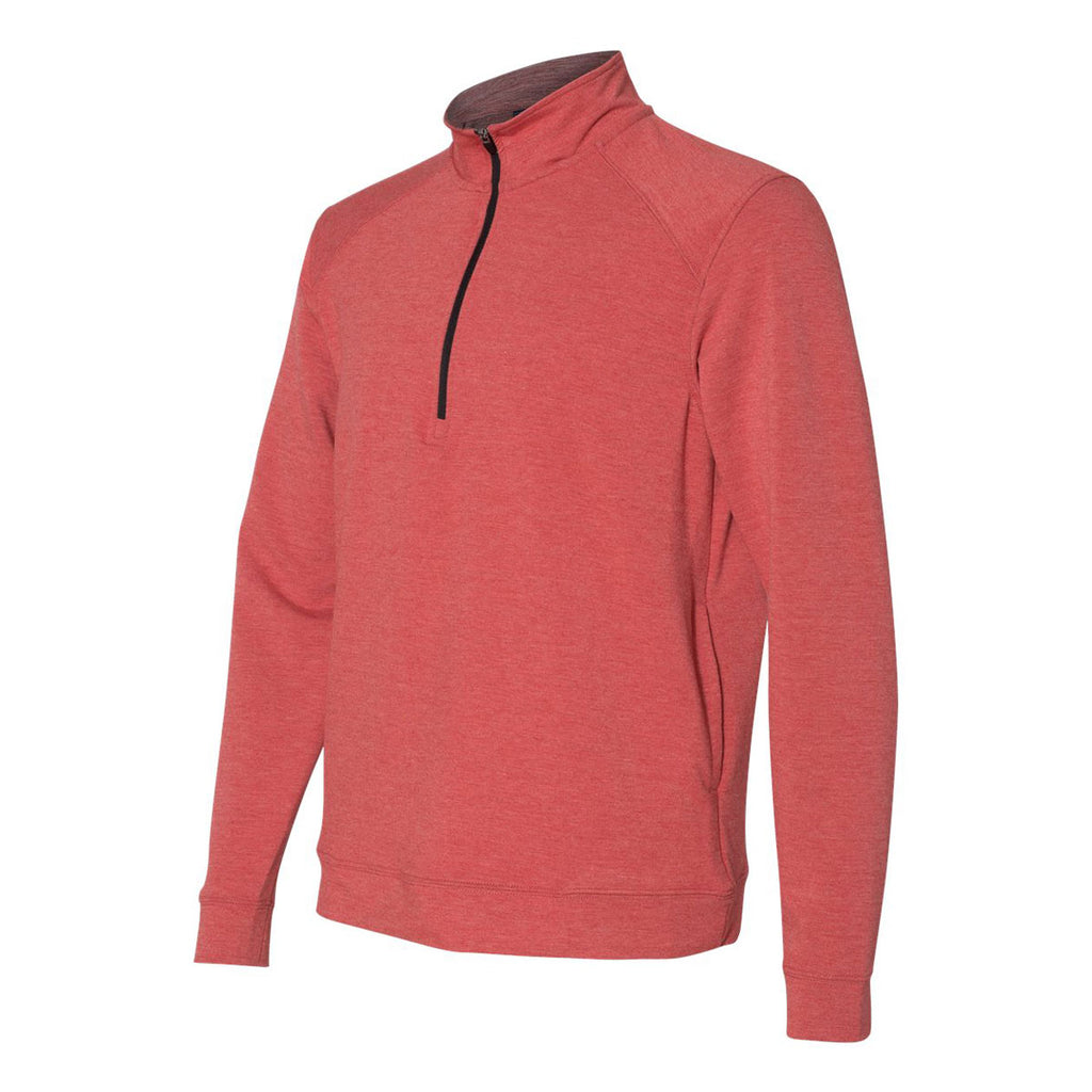 J. America Men's Red Heather Omega Stretch Terry Quarter-Zip Pullover