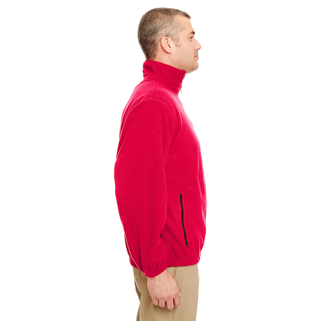 UltraClub Men's Red Iceberg Fleece Full-Zip Jacket