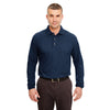 UltraClub Men's Navy Long-Sleeve Classic Pique Polo