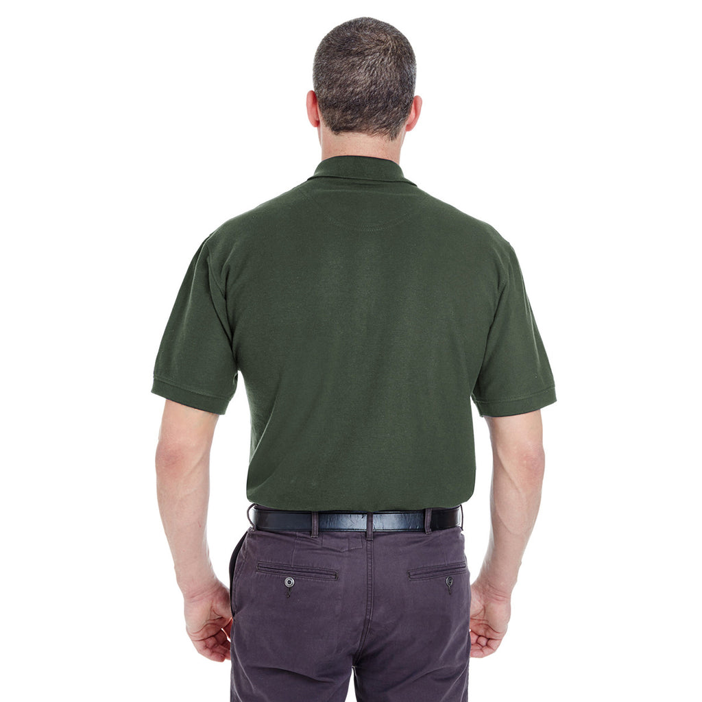 UltraClub Men's Forest Green Whisper Pique Polo