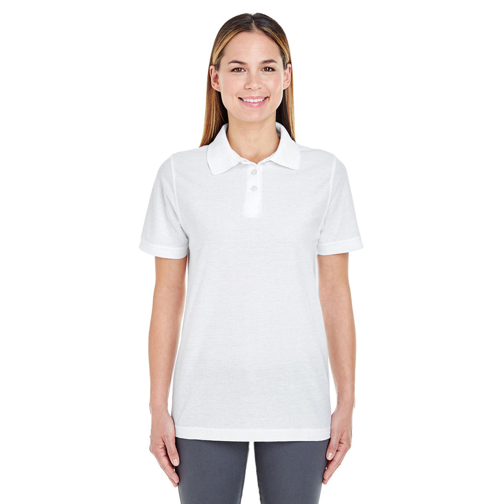 UltraClub Women's White Whisper Pique Polo