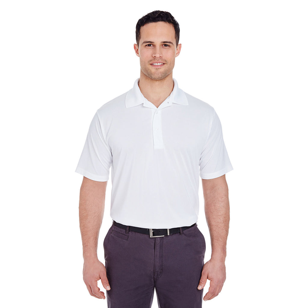 UltraClub Men's White Cool & Dry 8 Star Elite Performance Interlock Polo