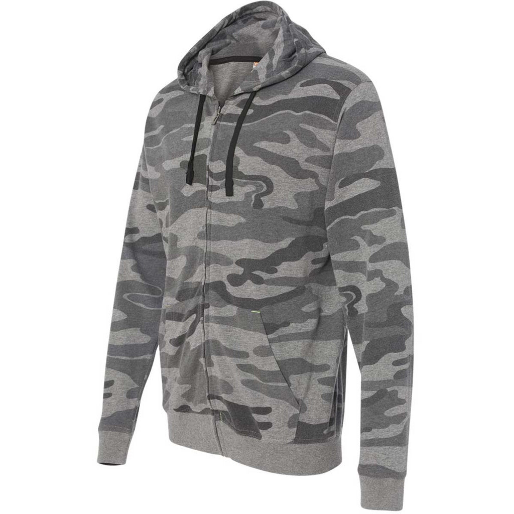 Burnside Men's Black Camo Camo Hooded Full-Zip Sweatshirt