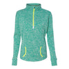 J. America Women's Emerald/Neon Yellow Cosmic Fleece Quarter-Zip Pullover