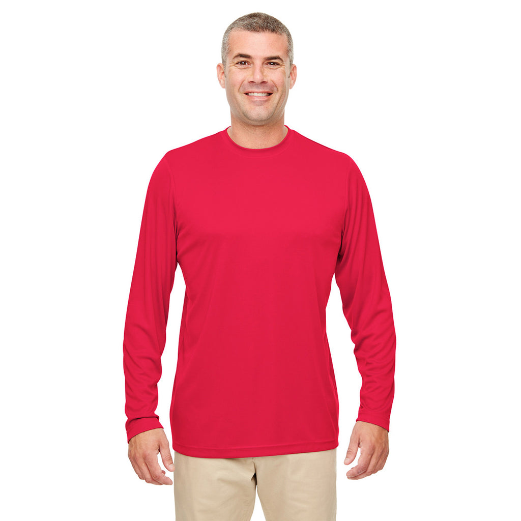 UltraClub Men's Red Cool & Dry Performance Long-Sleeve Top