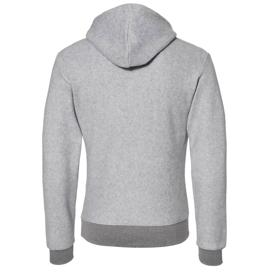 J. America Men's Grey Heather Flip Side Fleece Hooded Pullover