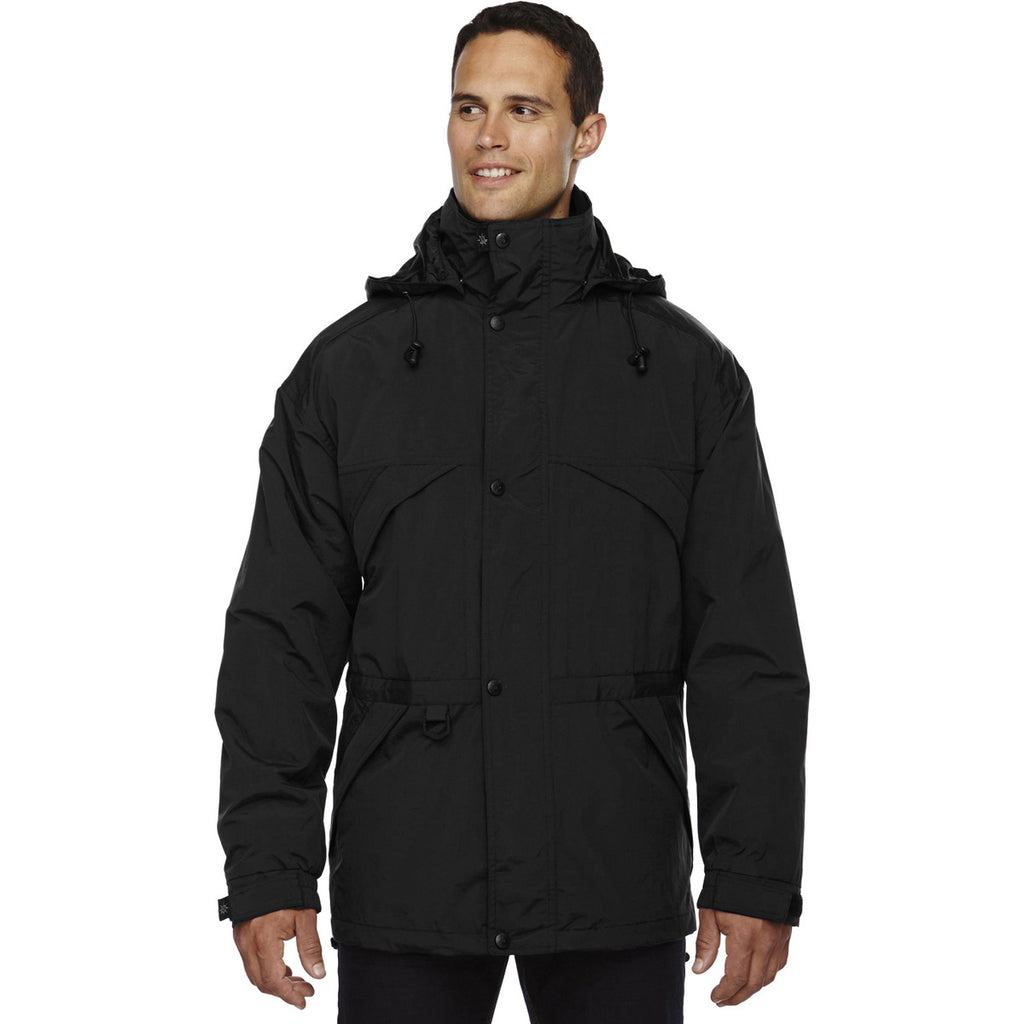 North End Men's Black 3-in-1 Parka with Dobby Trim