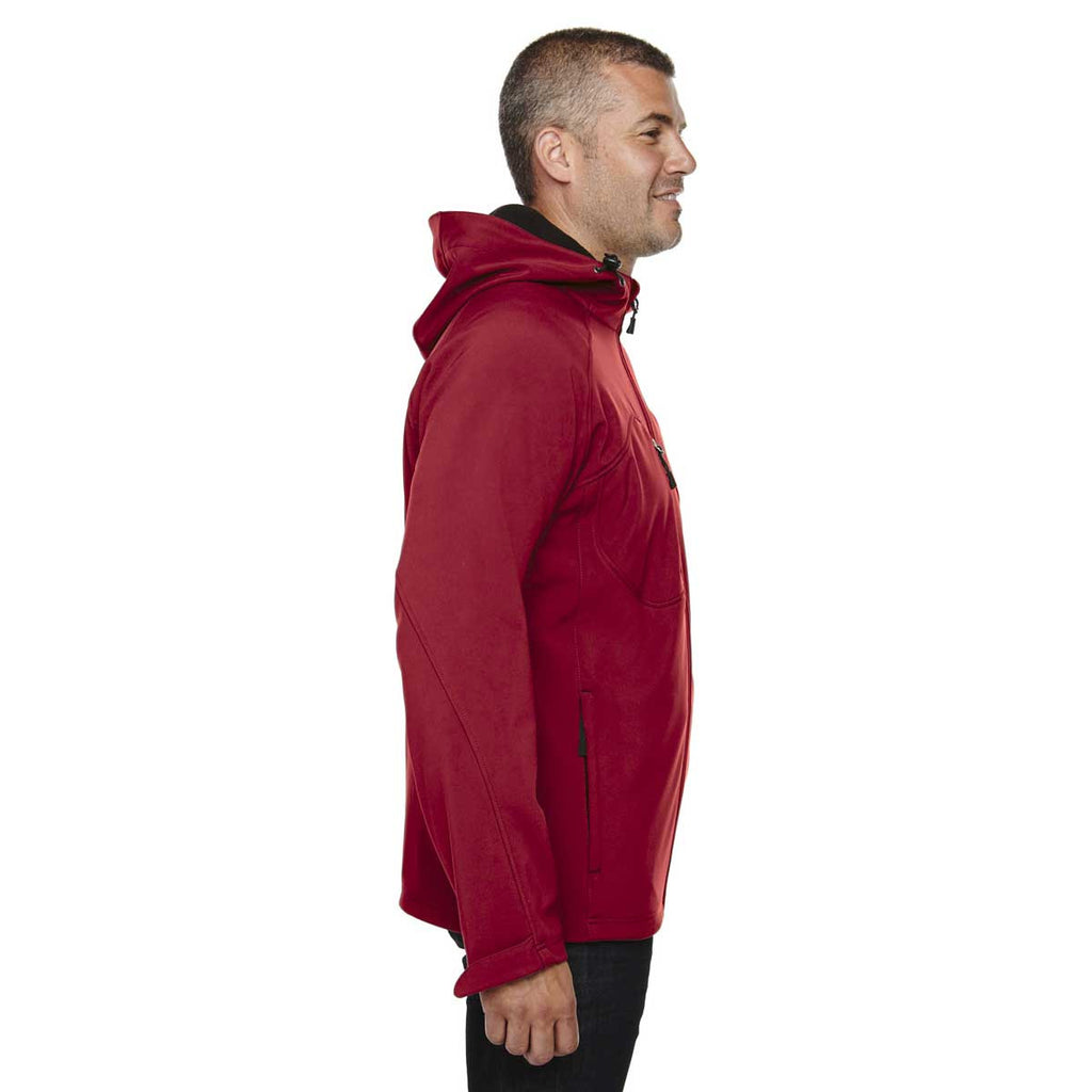 North End Men's Molten Red Prospect Two-Layer Fleece Bonded Soft Shell Hooded Jacket