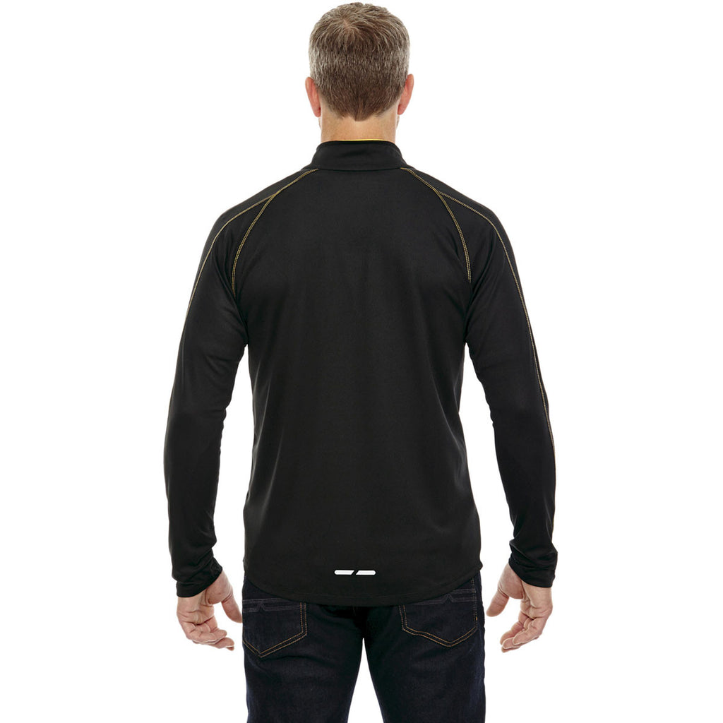 North End Men's Black/Campus Gold Radar Half-Zip Performance Long-Sleeve Top