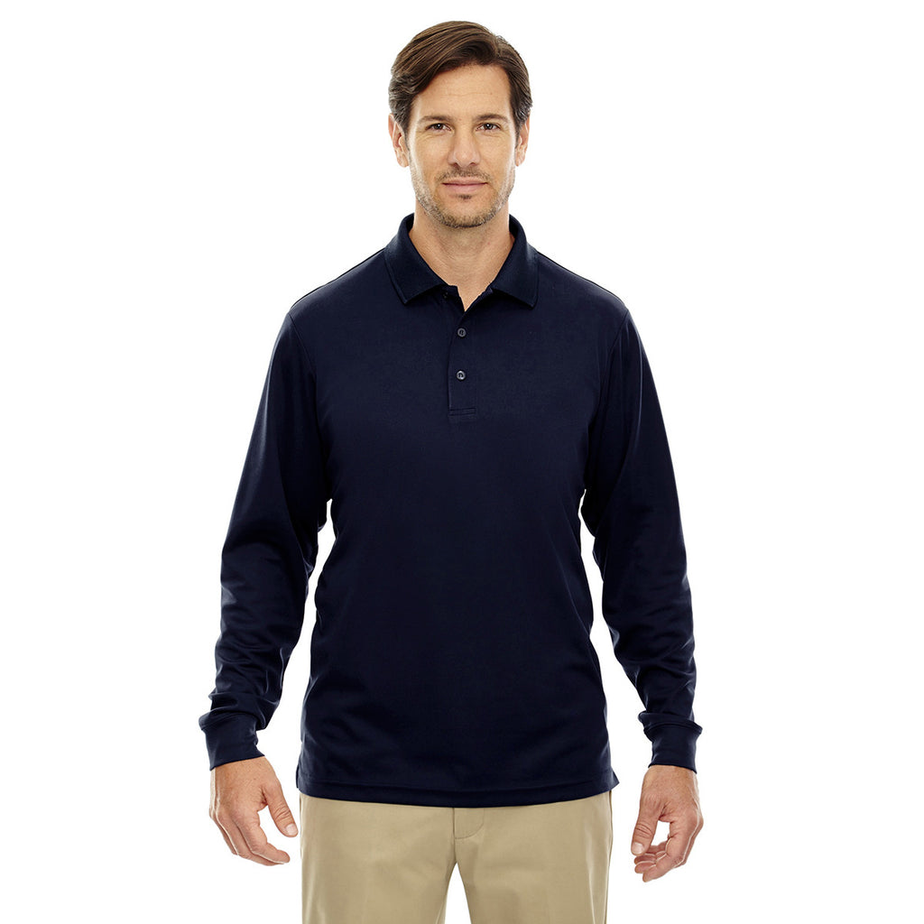 Core 365 Men's Classic Navy Pinnacle Performance Long-Sleeve Pique Polo