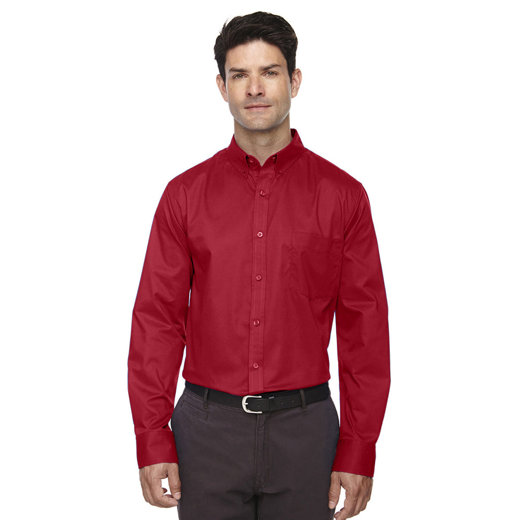 Core 365 Men's Classic Red Operate Long-Sleeve Twill Shirt