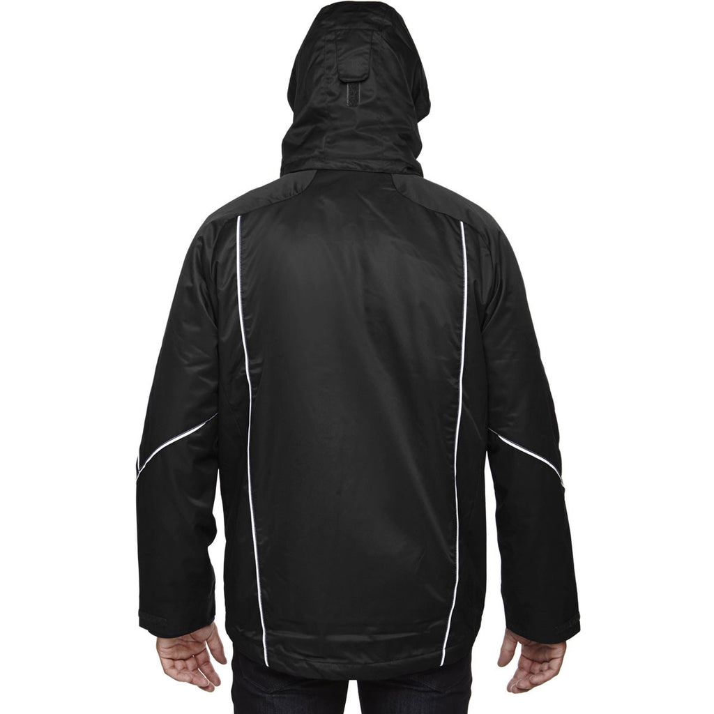 North End Men's Black Angle 3-In-1 Jacket with Bonded Fleece Liner