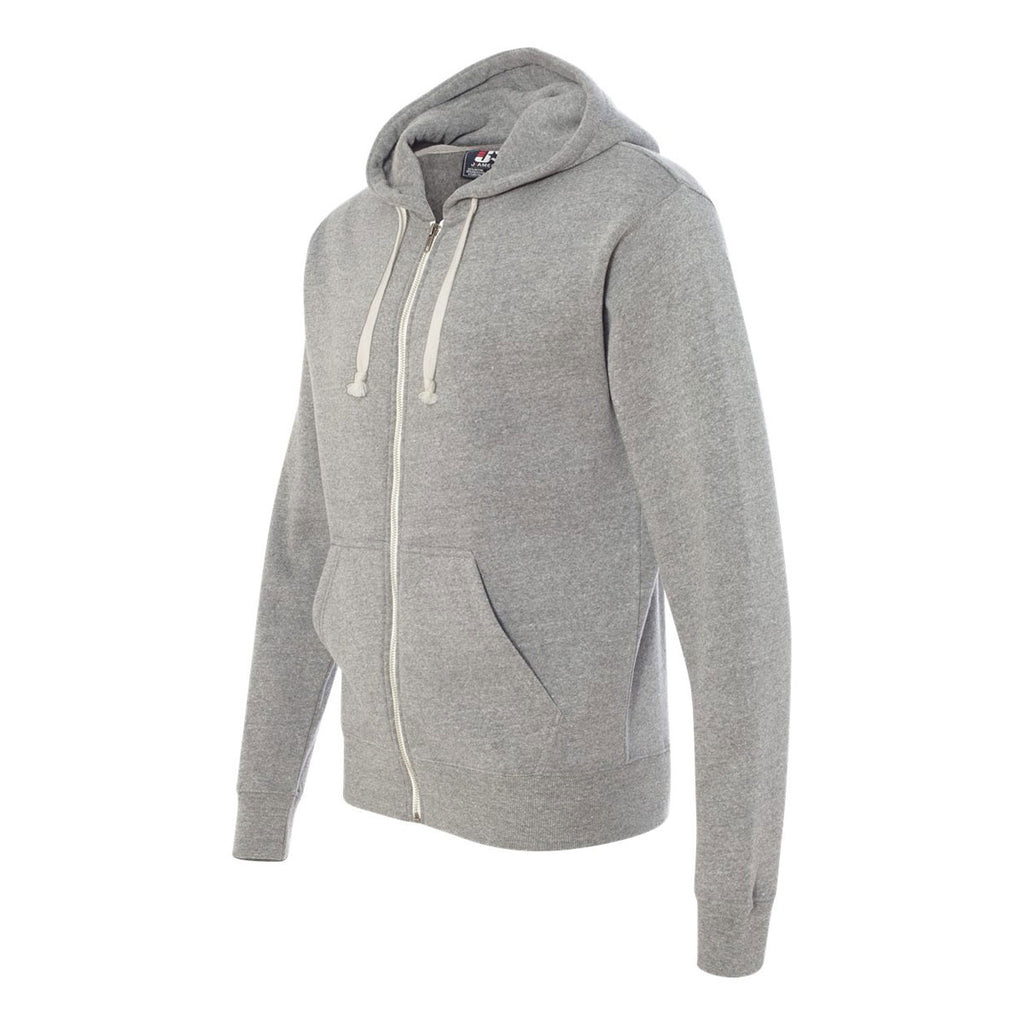 J. America Men's Grey Triblend Triblend Hooded Full-Zip Sweatshirt