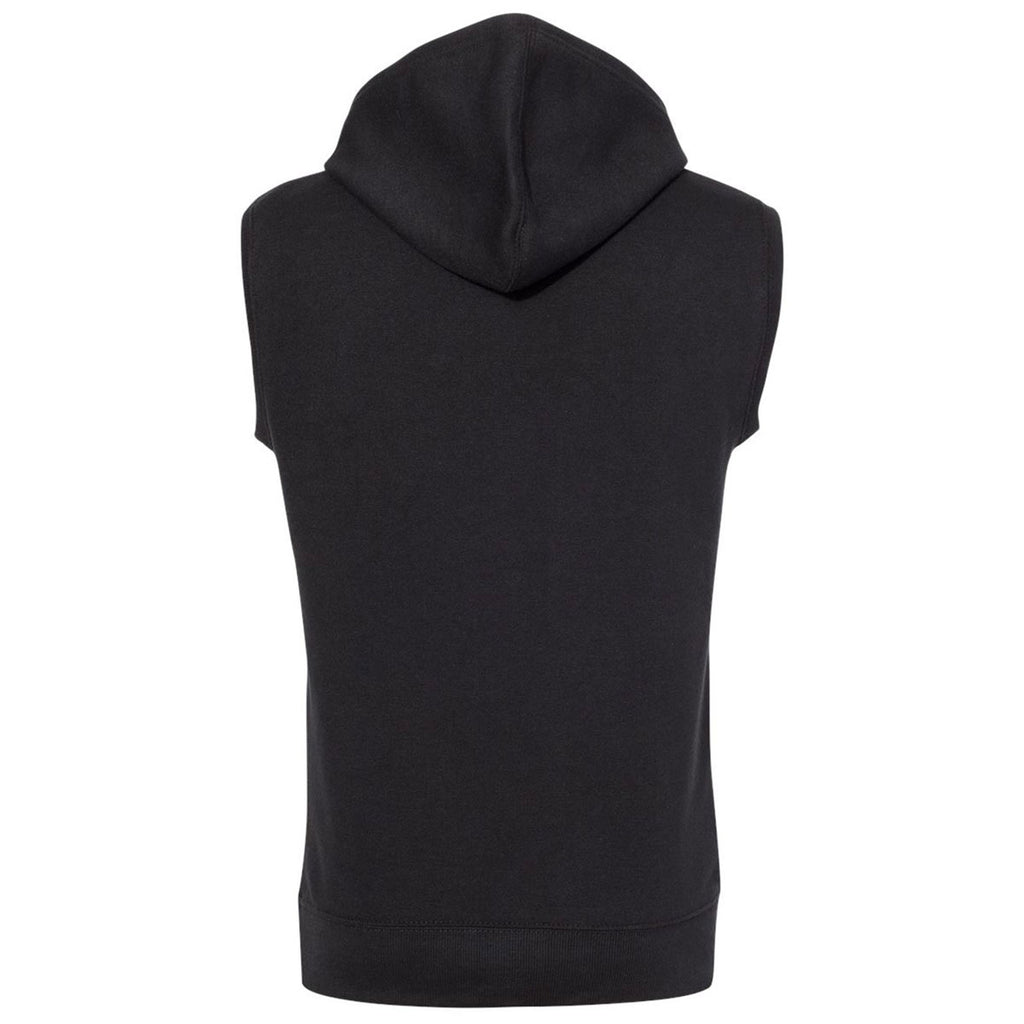 J. America Men's Solid Black Triblend Sleeveless Hoodie