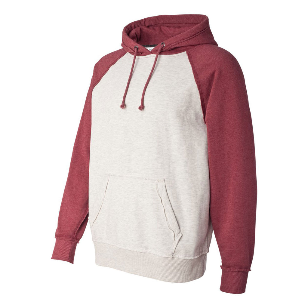 J. America Men's Oatmeal Heather/Simply Red Heather Vintage Heather Hooded Sweatshirt