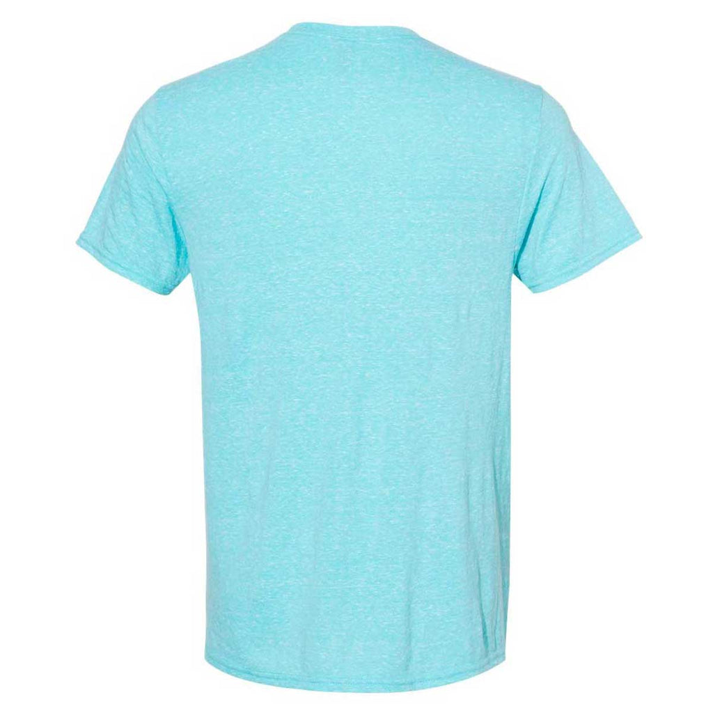 Jerzees Men's Caribbean Blue Snow Heather Jersey Crew T-Shirt