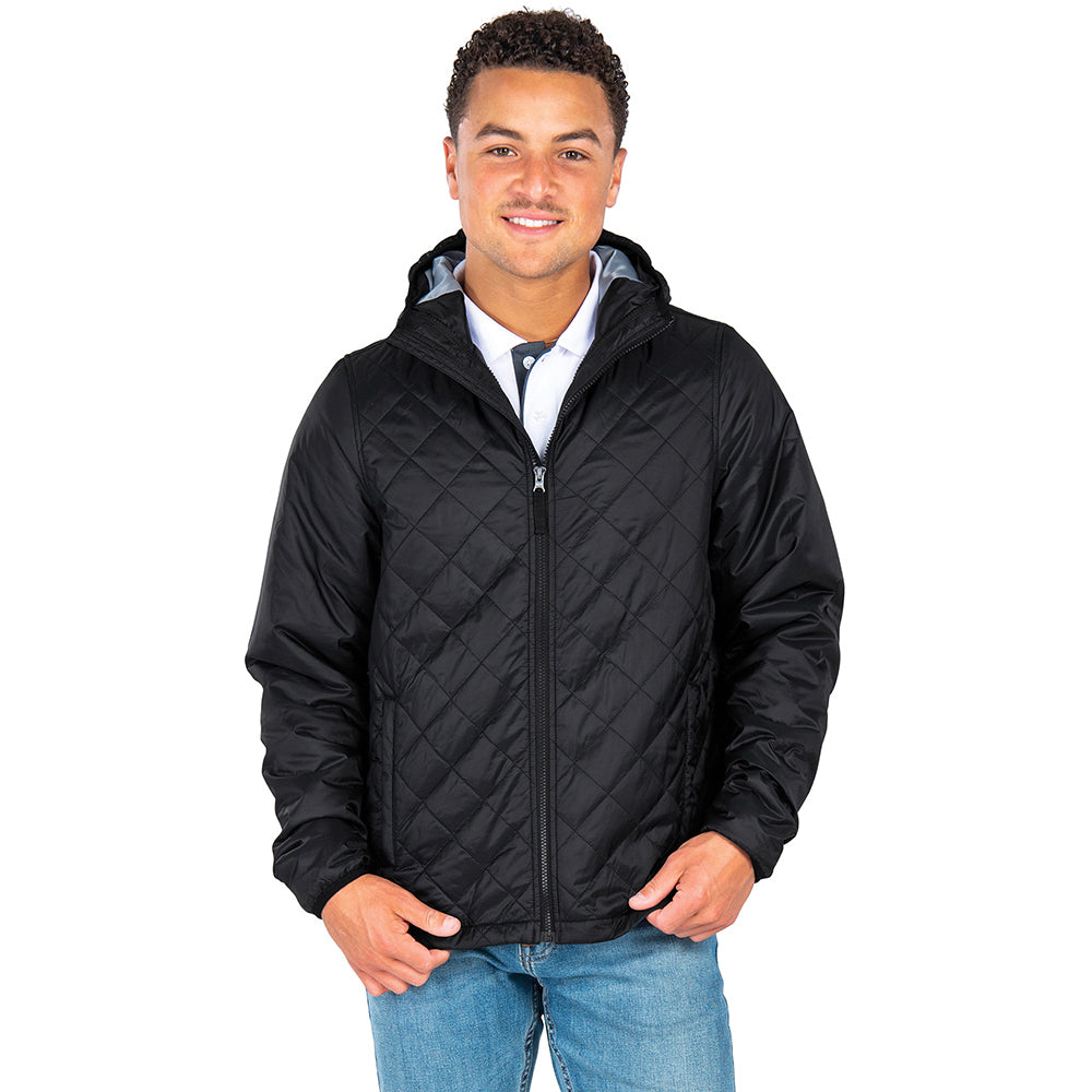 Charles River Men's Dark Black Lithium Quilted Hooded Jacket